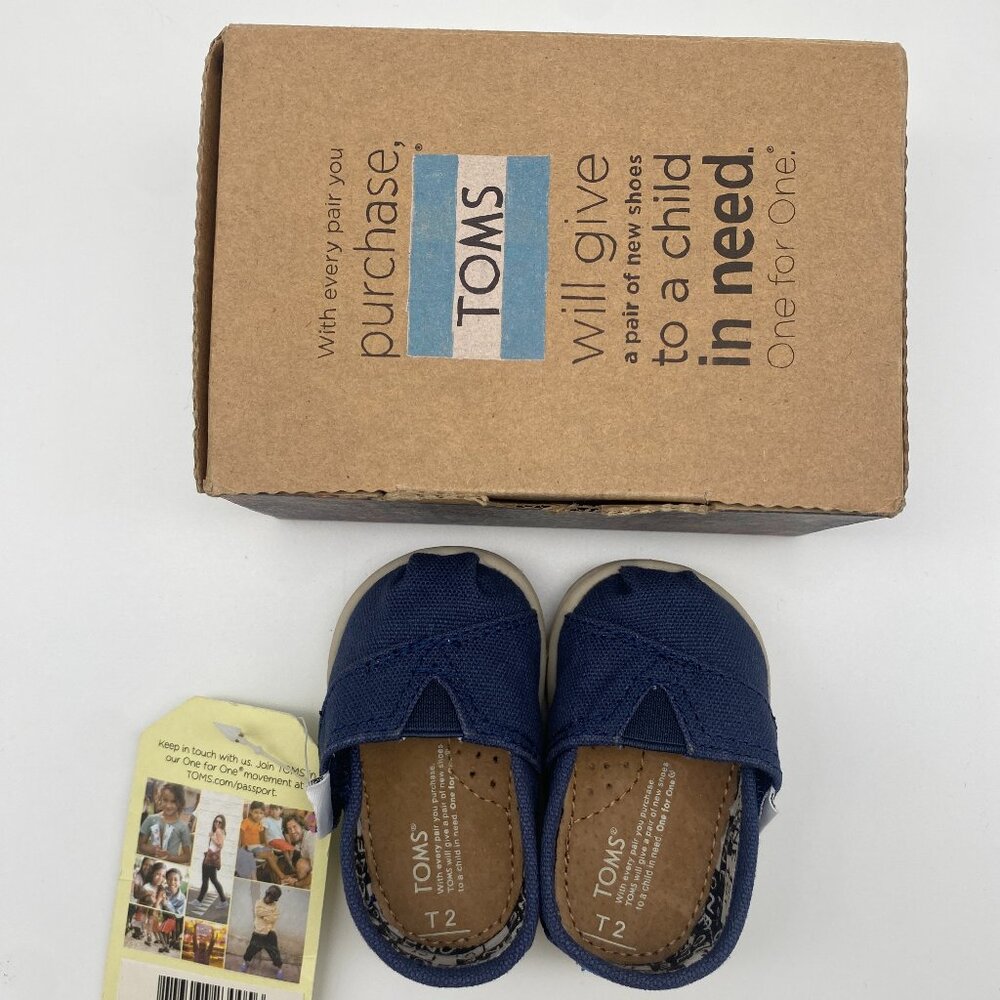 ☆☆TOMS TINY CLASSIC☆☆NAVY CANVAS US KIDS SIZE 2